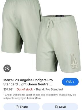 Pro Standard Men's Los Angeles Dodgers Light Green Athletic Shorts